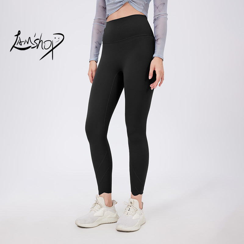 Lamshop petal yoga pants cycling pants quick-drying women's nude fitness pants high waist belly leggings wear running sweatpants