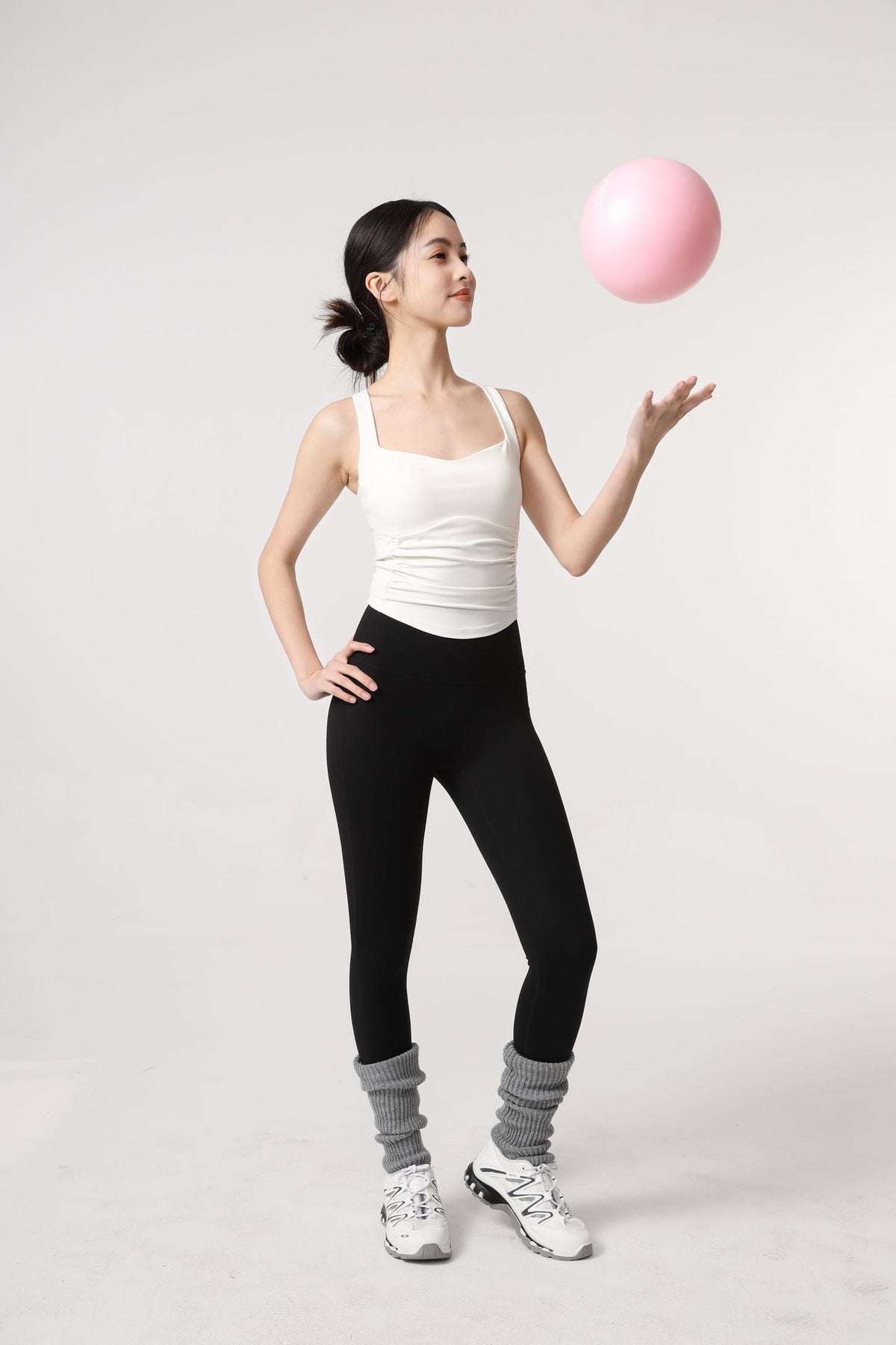 Mad lion cinched waist backless yoga top - women's slimming pilates & workout top with side waist ruching