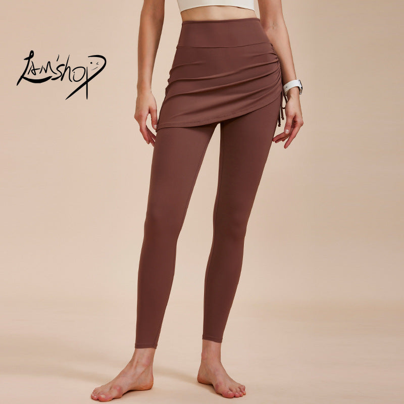 Lamshop yoga trousers, sports culottes, fitness pants, women's high waist tight elastic hip lift, daily yoga pants, quick-drying new models