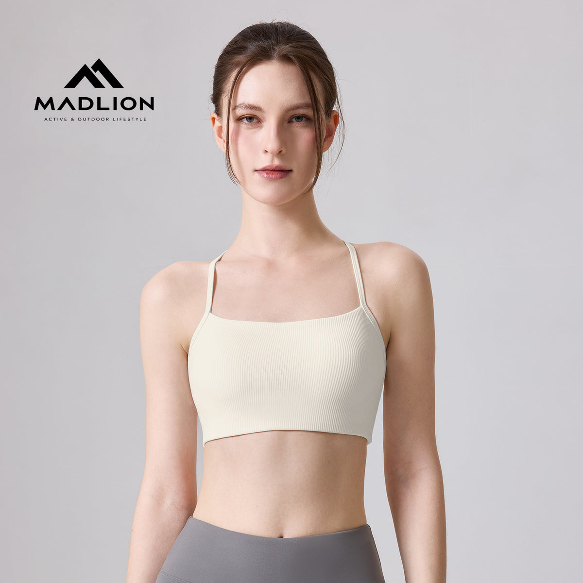 Mad lion all-in-one fixed cup yoga vest women's thin shoulder strap cross back bubble wrap sports intimates autumn source factory