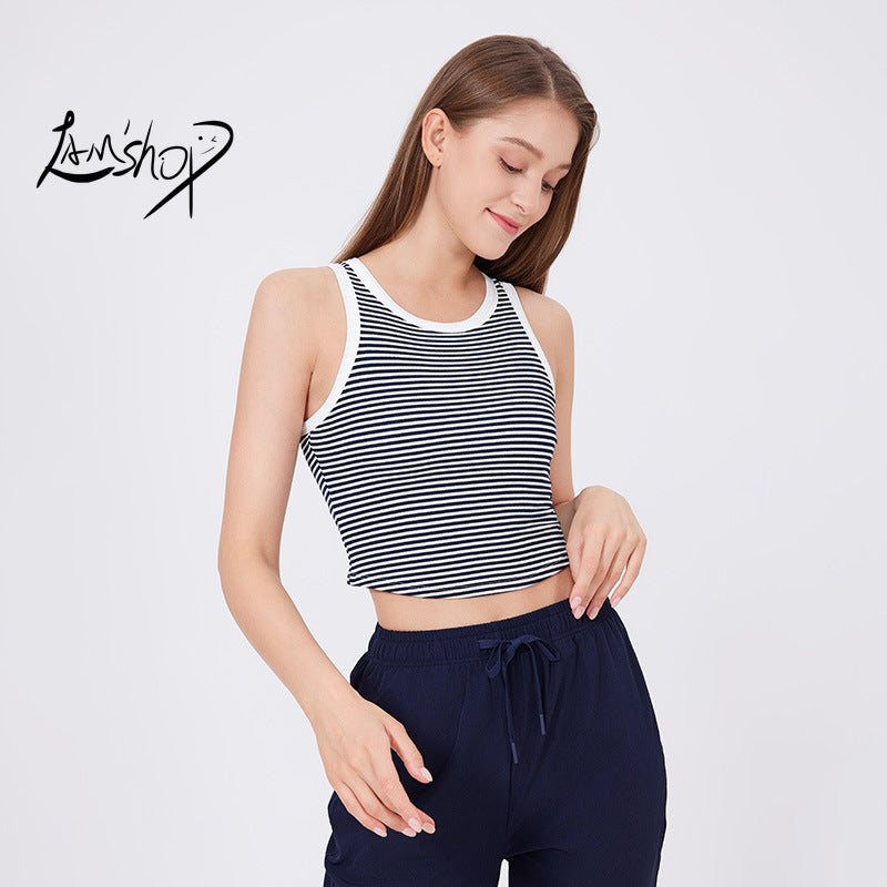 Lamshop European and American outer wear fixed cup yoga clothes top shoulder straps gathered belly sports bra running fitness clothes underwear