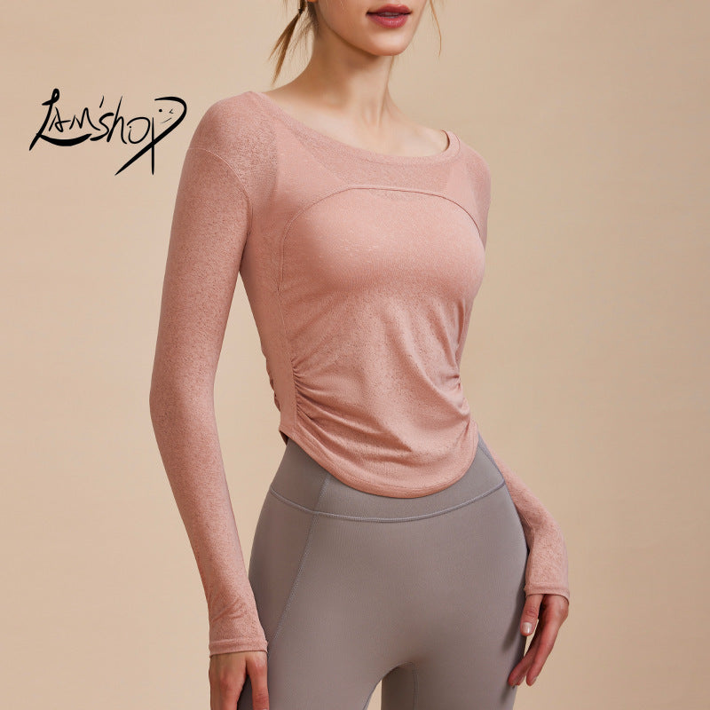 Winter New One-Piece Two-Way Yoga Clothes Long-Sleeved Top Hollow Thin Waist-Slimming Sports Running Fitness Clothes Women