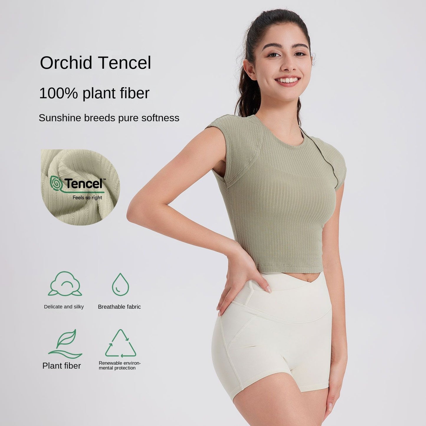 Lamshop Spring Summer Slimming Quick-Drying Exercise Top Tencel Gym Running Short Sleeve Breathable T-shirt Women's Yoga Clothes