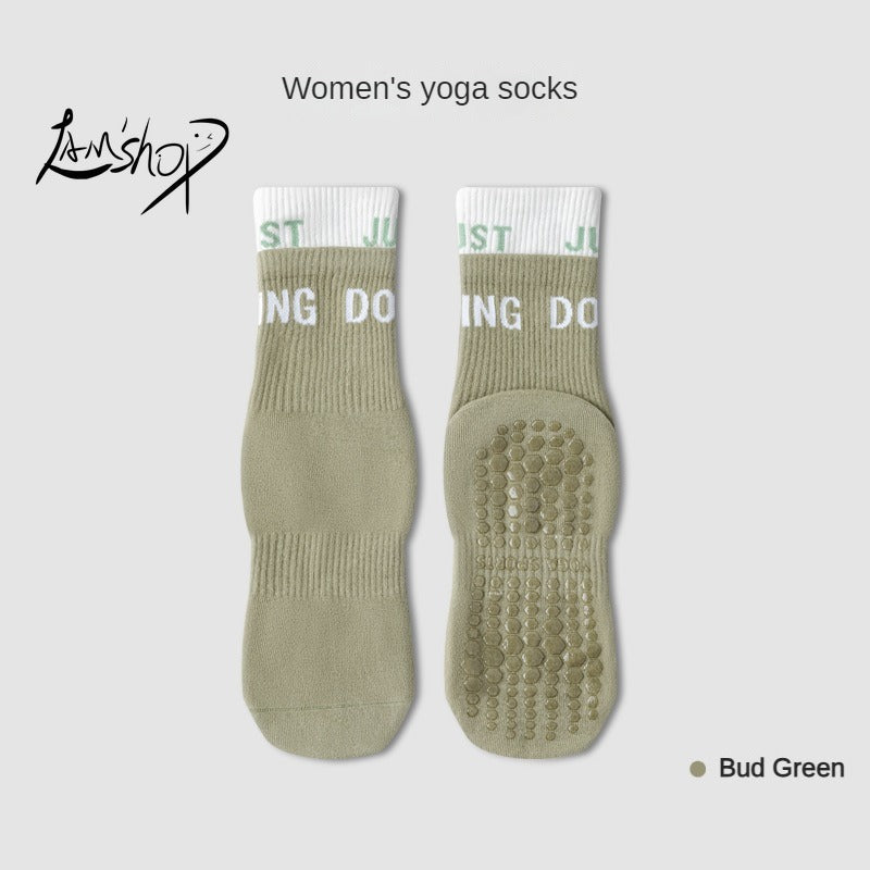 lamshop Yoga Socks Women's Silicone Non-Slip Sports Non-Slip Socks Pure Cotton Socks Women's Socks for Running Indoor Trampoline Room Socks