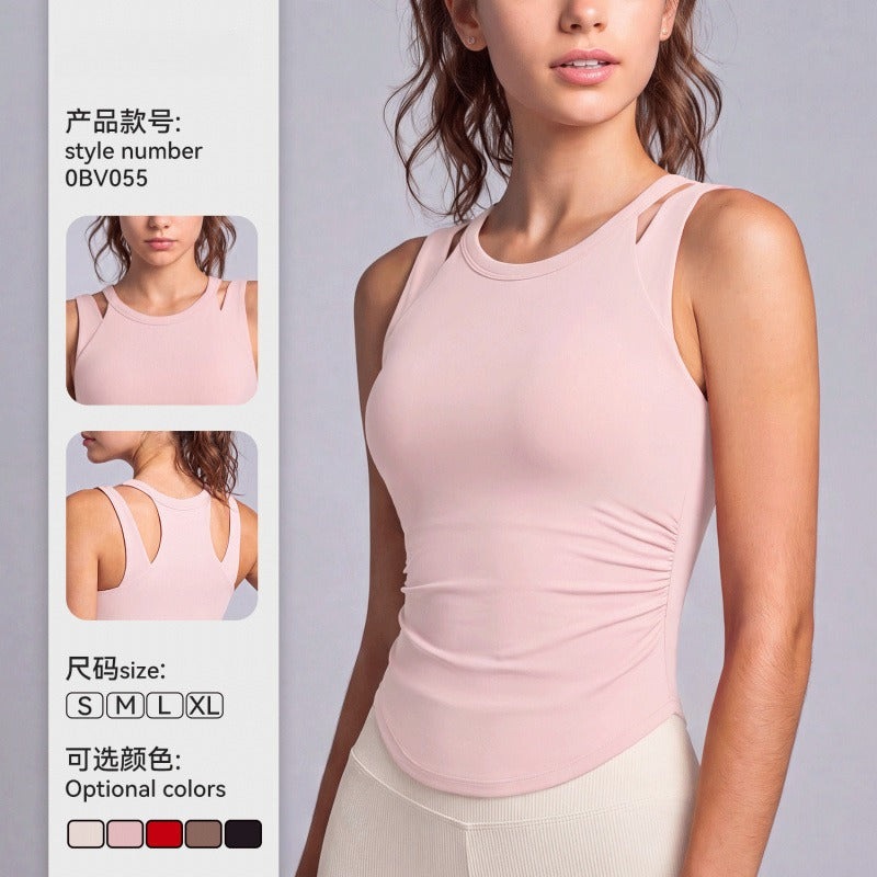 MAD LION Shockproof yoga tank top for women - wearable as outerwear, with built-in bra pads, slimming design, high-impact support, beautiful back, running sports top